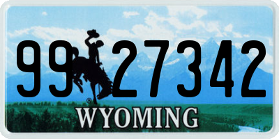 WY license plate 9927342