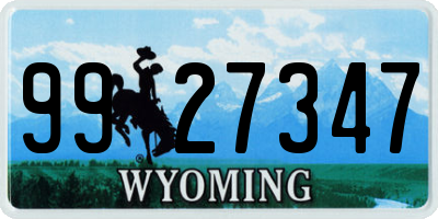 WY license plate 9927347