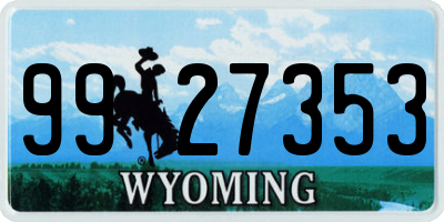 WY license plate 9927353