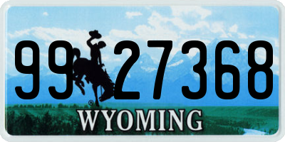 WY license plate 9927368