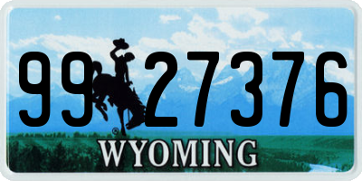 WY license plate 9927376