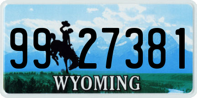 WY license plate 9927381