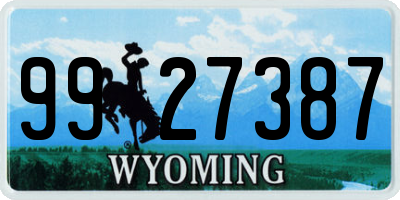 WY license plate 9927387