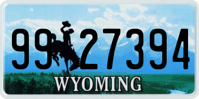 WY license plate 9927394