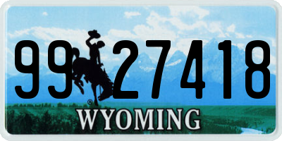 WY license plate 9927418