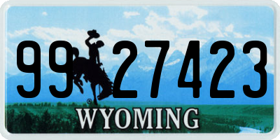 WY license plate 9927423