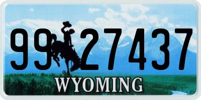 WY license plate 9927437