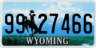 WY license plate 9927466