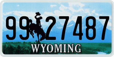 WY license plate 9927487