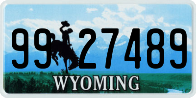 WY license plate 9927489