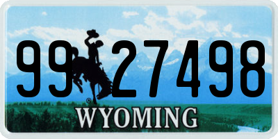 WY license plate 9927498