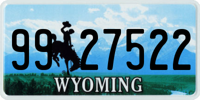 WY license plate 9927522