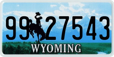 WY license plate 9927543