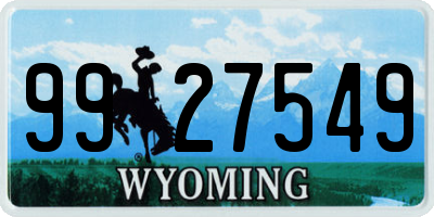 WY license plate 9927549
