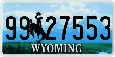 WY license plate 9927553
