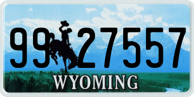 WY license plate 9927557