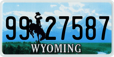 WY license plate 9927587