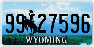 WY license plate 9927596