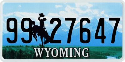 WY license plate 9927647