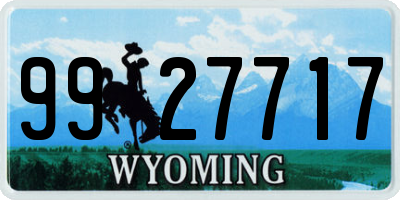 WY license plate 9927717