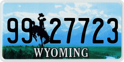 WY license plate 9927723
