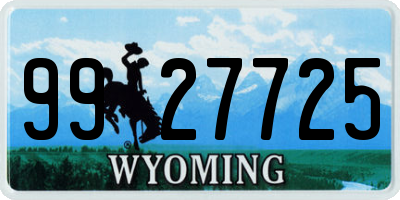 WY license plate 9927725
