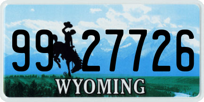 WY license plate 9927726