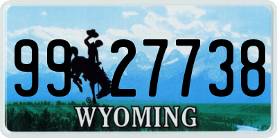 WY license plate 9927738