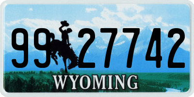 WY license plate 9927742