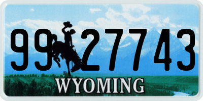 WY license plate 9927743
