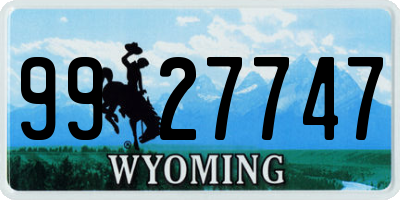 WY license plate 9927747
