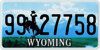 WY license plate 9927758