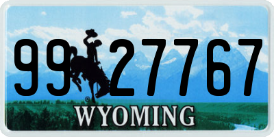 WY license plate 9927767
