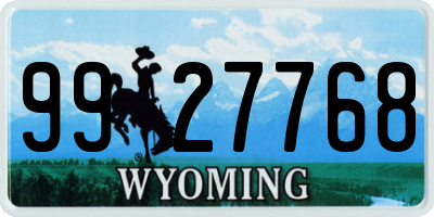 WY license plate 9927768