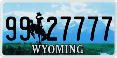 WY license plate 9927777