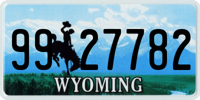 WY license plate 9927782