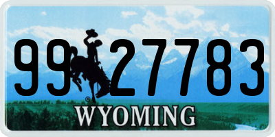 WY license plate 9927783