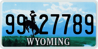 WY license plate 9927789