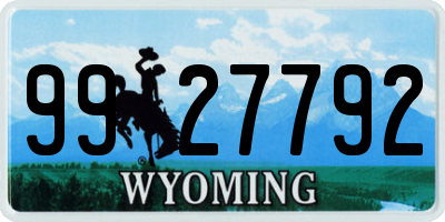 WY license plate 9927792