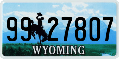 WY license plate 9927807