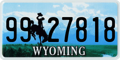 WY license plate 9927818