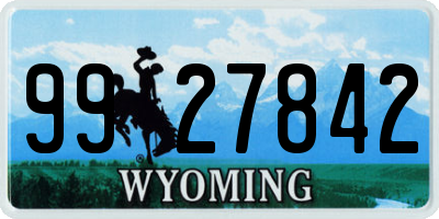WY license plate 9927842