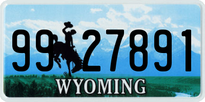 WY license plate 9927891