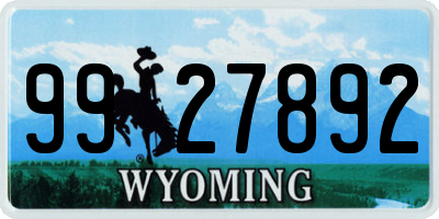WY license plate 9927892