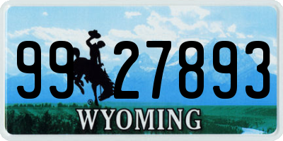WY license plate 9927893
