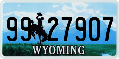 WY license plate 9927907