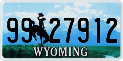 WY license plate 9927912
