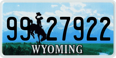 WY license plate 9927922
