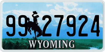 WY license plate 9927924
