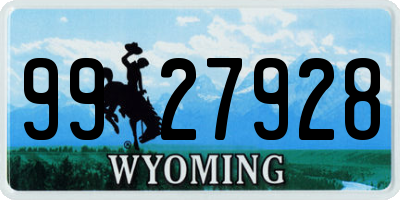 WY license plate 9927928